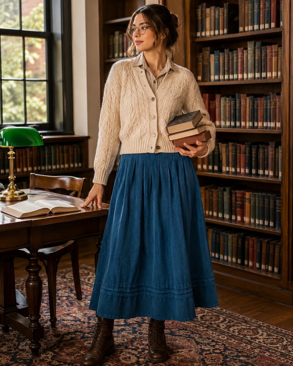 Vintage Laura Ashley women's Corduroy full Pleated Skirt